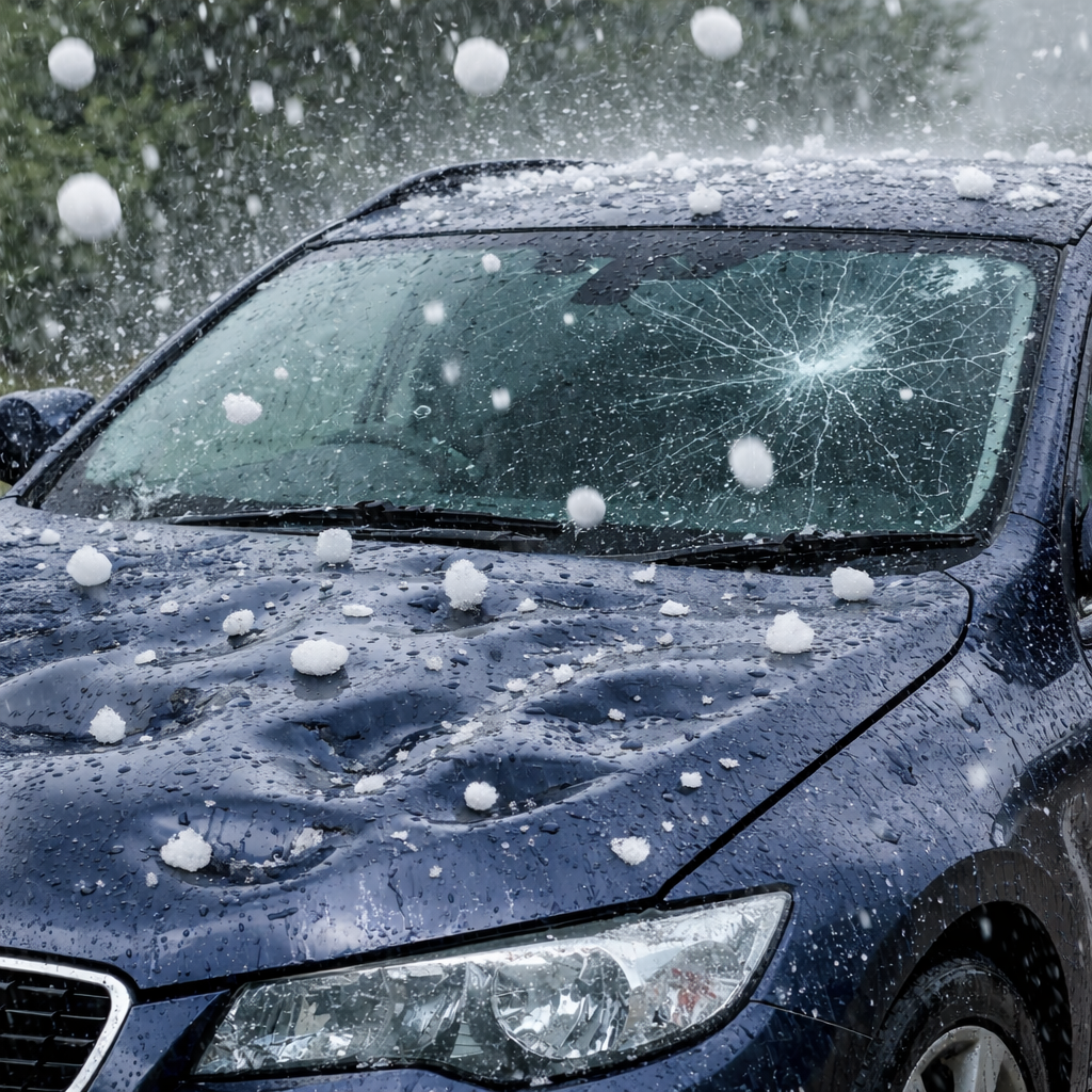 uszkodzenie samochodu po gradzie, samochód po gradobiciu, usuwanie wgnieceń Krosno.